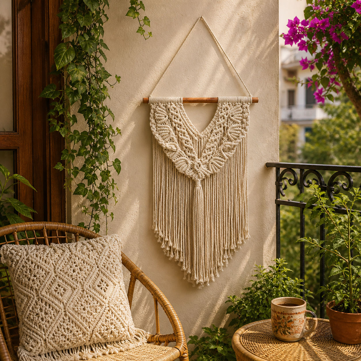 Coastal Inspired Macrame Wall Hanging Nautical Theme for Home Interiors